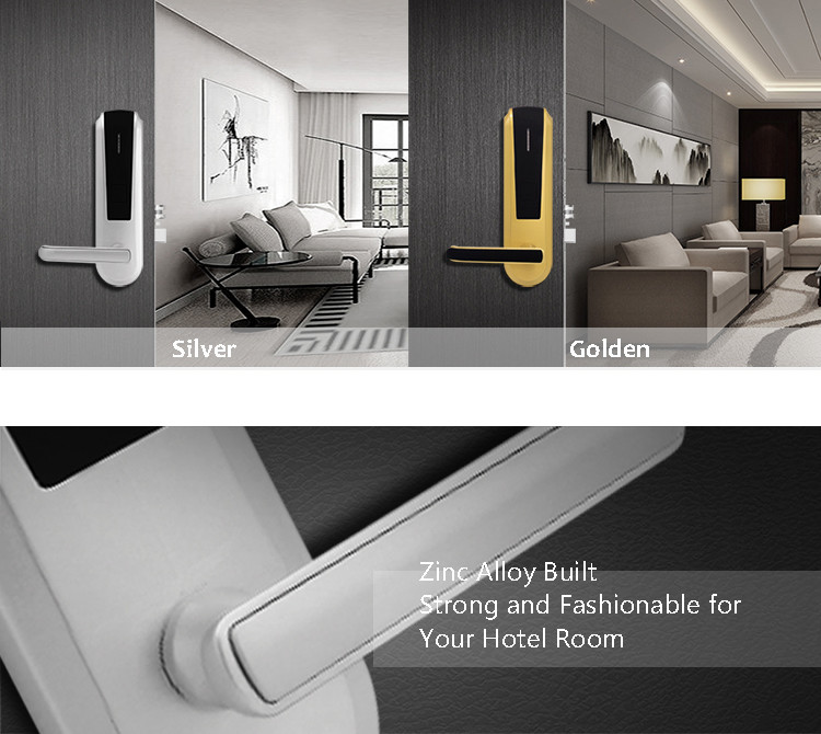 Durable Keyless Key Card Door Lock Zinc Alloy 6V Working Voltage With Led Indicating Lights