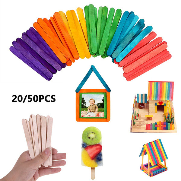 FDA Approved Disposable Wooden Ice Cream Stick Colourful Ice Cream Sticks