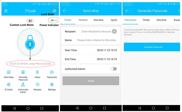 Gold Color Remotely Control Smart Keypad Door Lock with TTlock app Card Key
