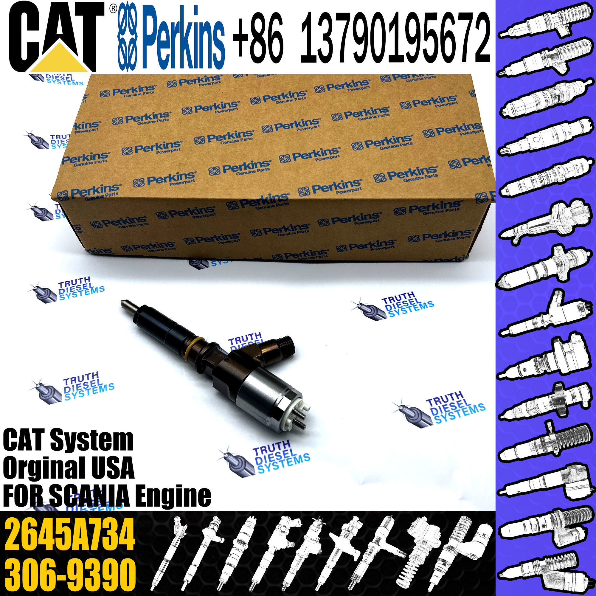 C-aterpillar Diesel Common Fuel Injector 382-0480 2645A718 282-0490 10R-7673 306-9380 2645A734 for Engine