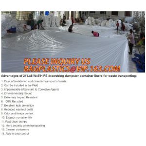 Waste Disposal Dumpster, Open Top Roll Off Drawstring Container Liners, Dumpster