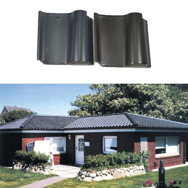 S Type Spanish Roof Ceramic Tiles Durable Material Dark Grey Water-repellent