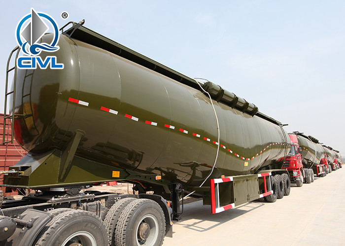 CIMC 3 Axles 60M3 2 Apartment Carbon Steel Semi Trailer Powder Material Tank Truck Trailer With Weichai Engine