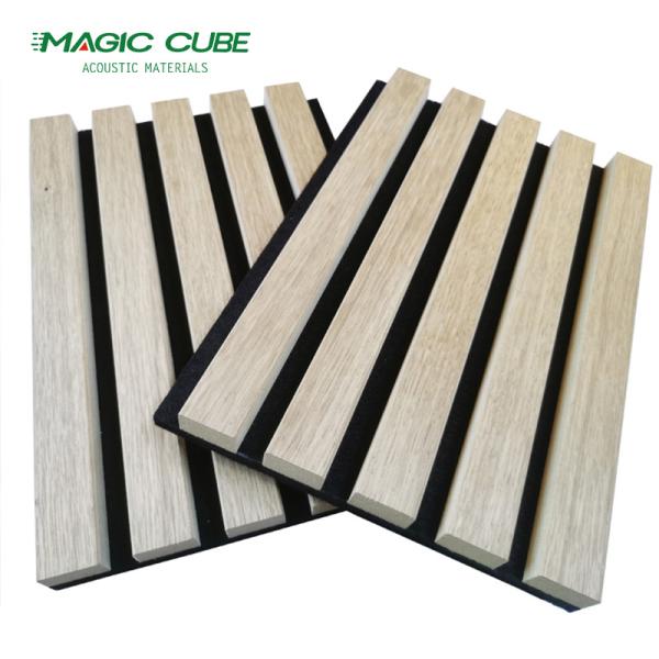 Veneer Finish Decorative Sound Absorbing Akupanel Wood Slatted Acoustic Panel
