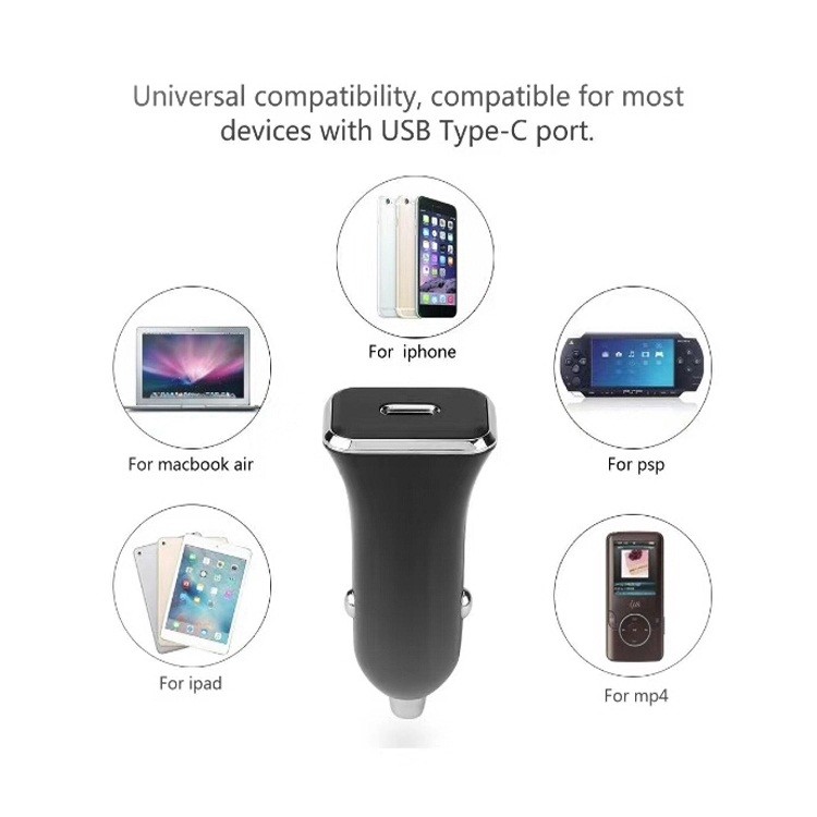 18W USB C Cell Phone Car Adapter Adapter Slim Size Compact