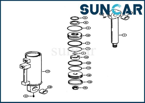 Quality S300163 Loader Auxiliary Cylinder Repair Oil Seal Kit Fits 621, 721 Case Wheel Loader for sale