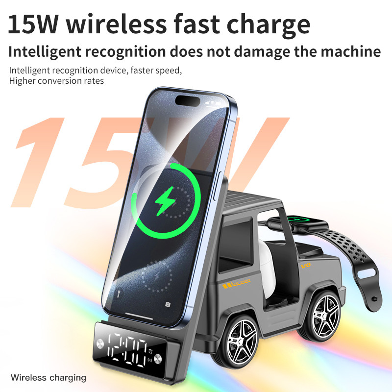 Orange Cool Car Shaped Wireless Charger for iPhone Airpods IWatch 225G Output 9V/1.67A
