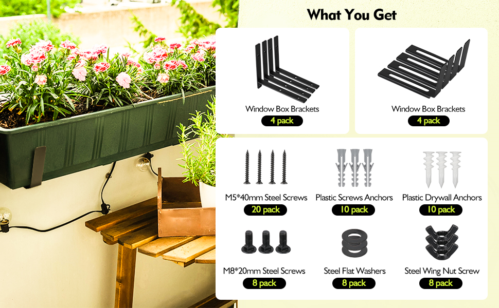 Versatile Wall Mounted Planter Box Bracket for Patio Rail Planters and Bird Feeders