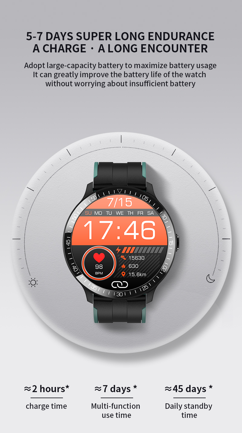 1.28 Inch TFT Health Monitoring Smartwatch Sedentary Reminder 200mAh Alarm Clock