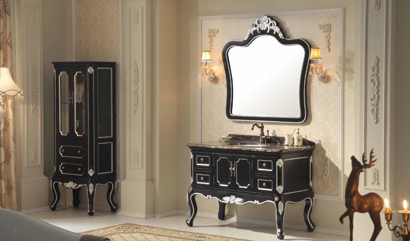51in Washroom Solid Wood Bathroom Vanity With Sink And Mirror