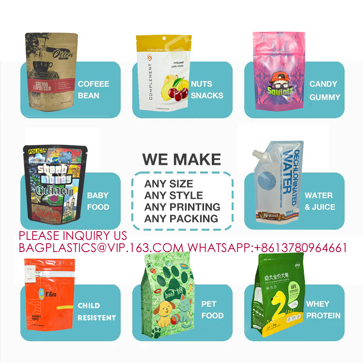 Bio Child Resistant Pouch Child Proof Packet Plastic Matte Stand Up Zip Foil Flat Bags