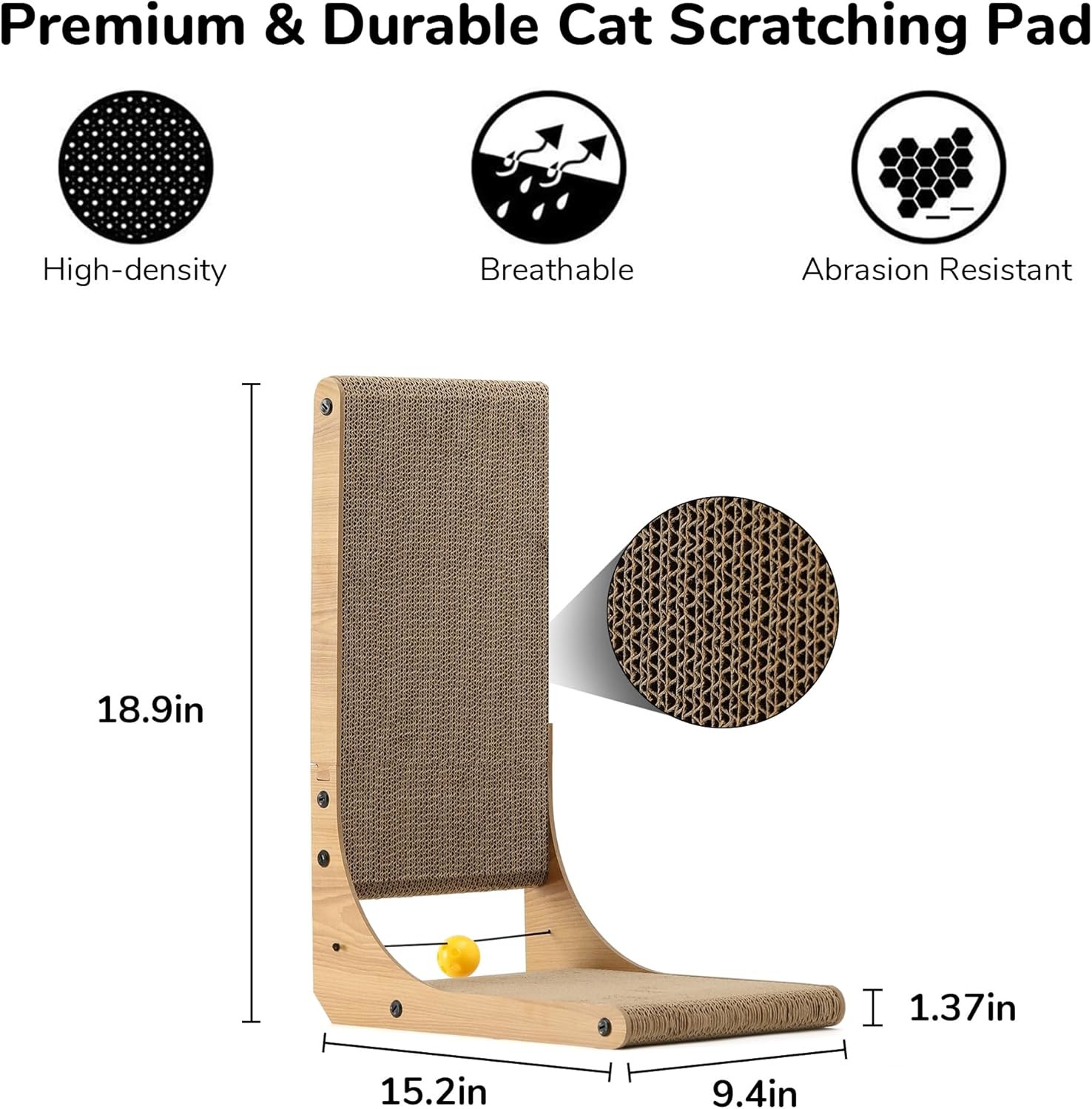 L Shape Cat Scratcher High Density Corrugated Paper Wall Mounted Scratching Pad