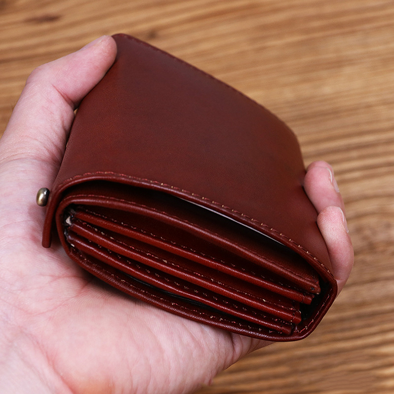 Custom Logo Avaliable Real Leather Minimalist Wallet for Men Short Card Holder Wallet With Coin Pocket