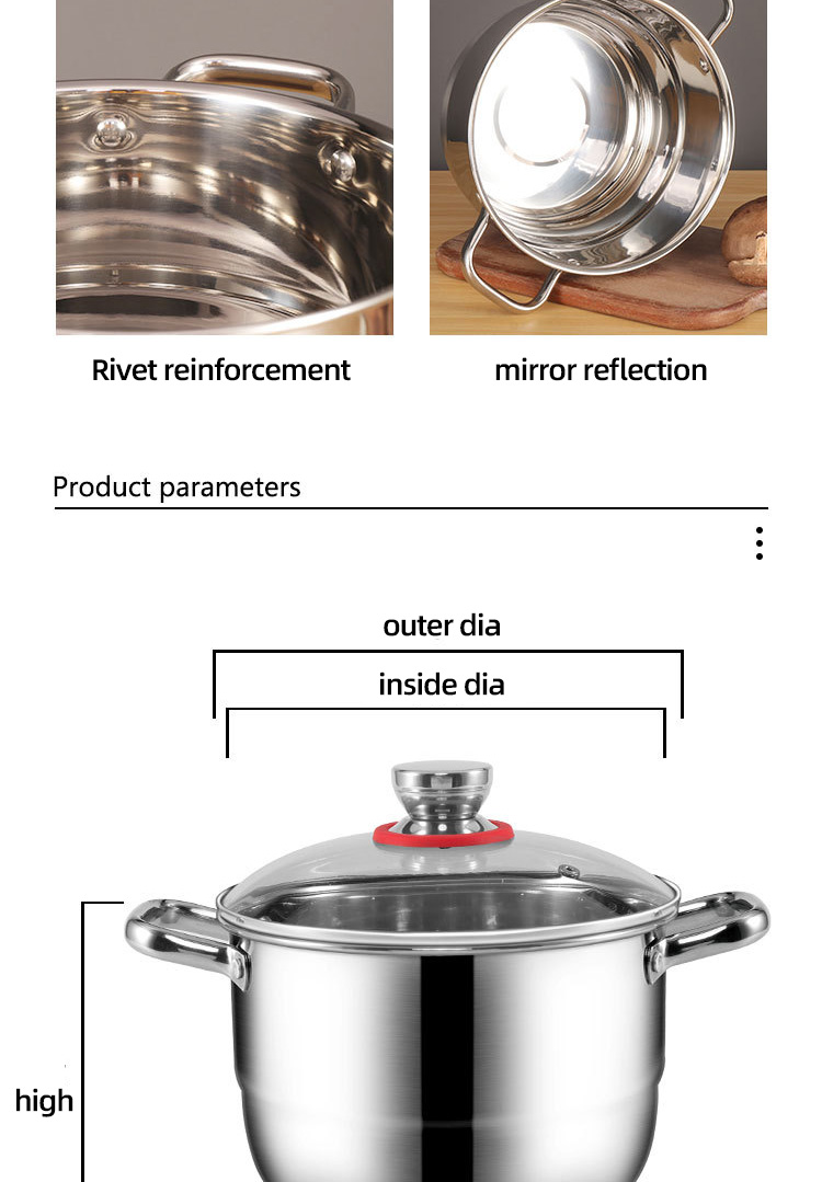 Wholesale TOP Seller Kitchen Silver 6 PCS Soup Pots Steamer Pot Deep Steaming Pot Sets For Cooking