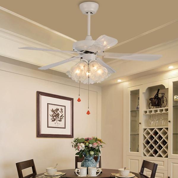 Nordic ceiling fan 5 leaves light living room dining room modern minimalist