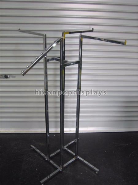 Boutique Clothing Store Fixtures 4 - Way Hanging Clothing Display Racks For