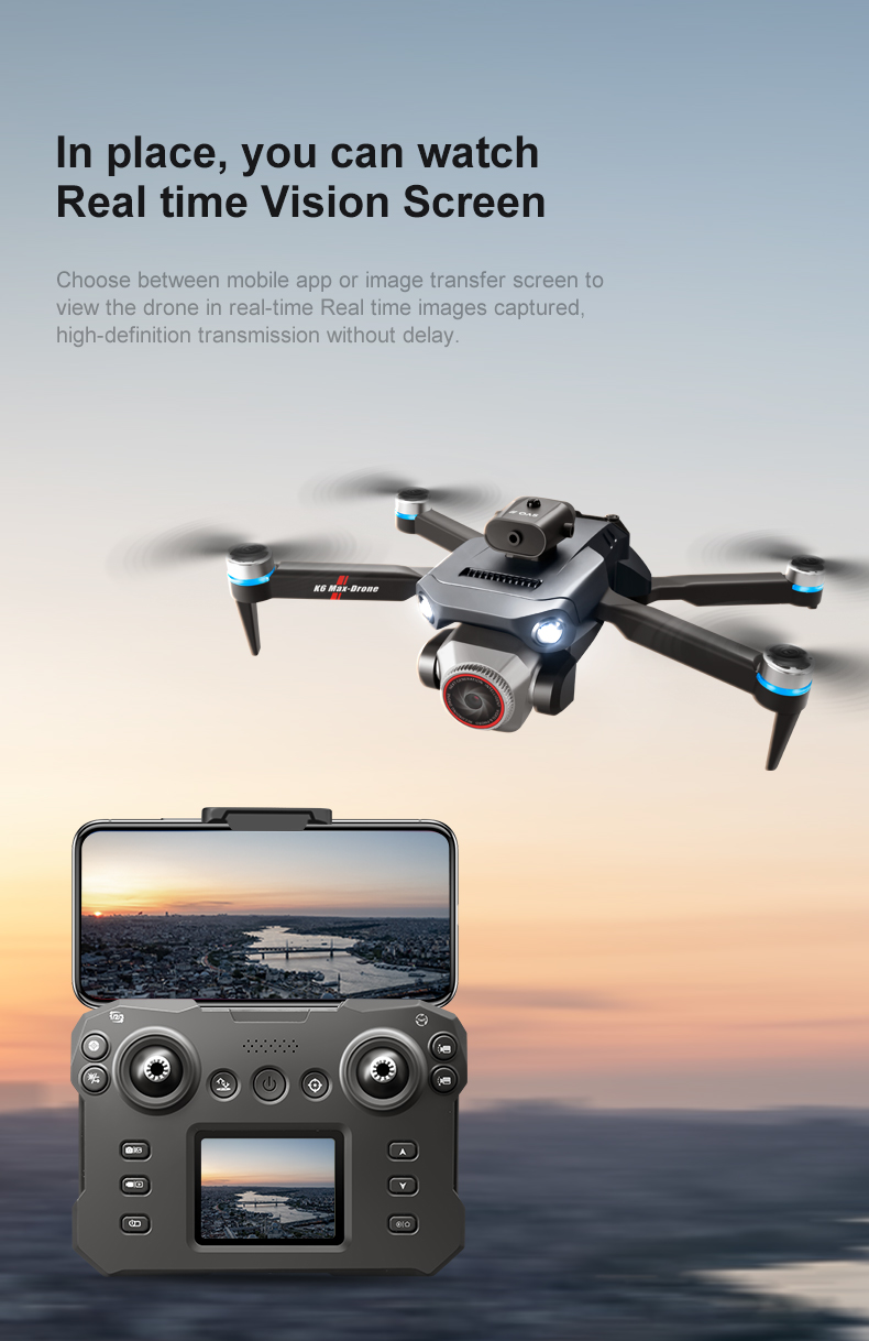 Plastic K6 Max Drone Wifi Foldable Remote Control Helicopter Rc Dron Toy Gifts with Other Maximum Flight Time