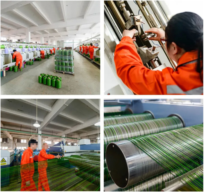 Green Artificial Grass Yarn Thread Fiber Colorful PE PP Synthetic Turf Material