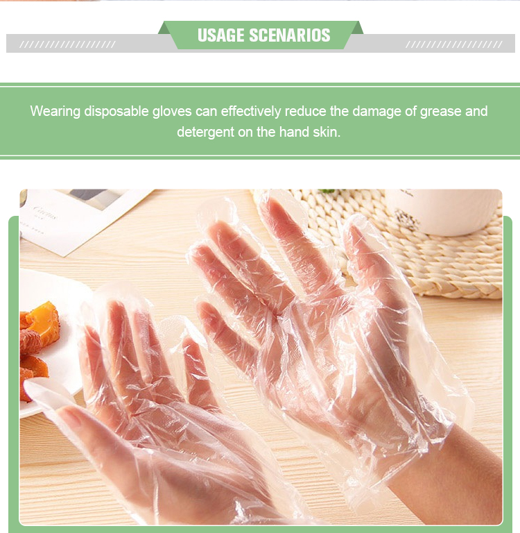 Thick HDPE Clear Plastic Polythene Disposable Food Service Gloves Kitchen Waterproof Household