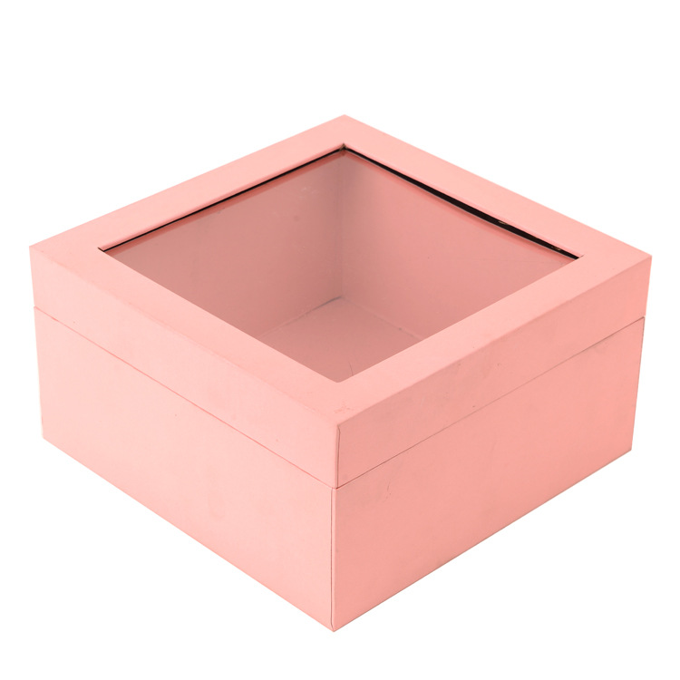 Custom Print Rigid Boxes Luxury Square Colorful Paper Flower Gift Box With Clear Window