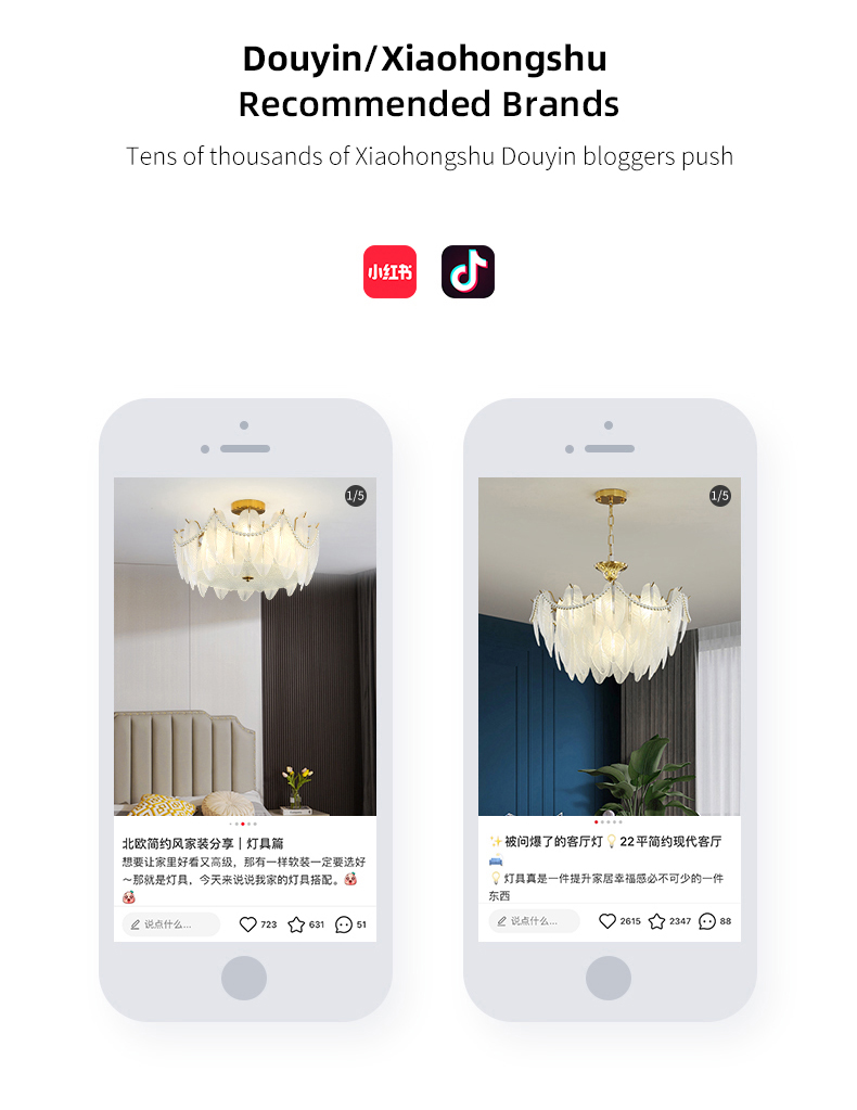 Modern Simple Pearl Feather Glass Chandelier Luxury Living Room Lamp Bedroom Dining Room White Chandelier(WHCY-253)