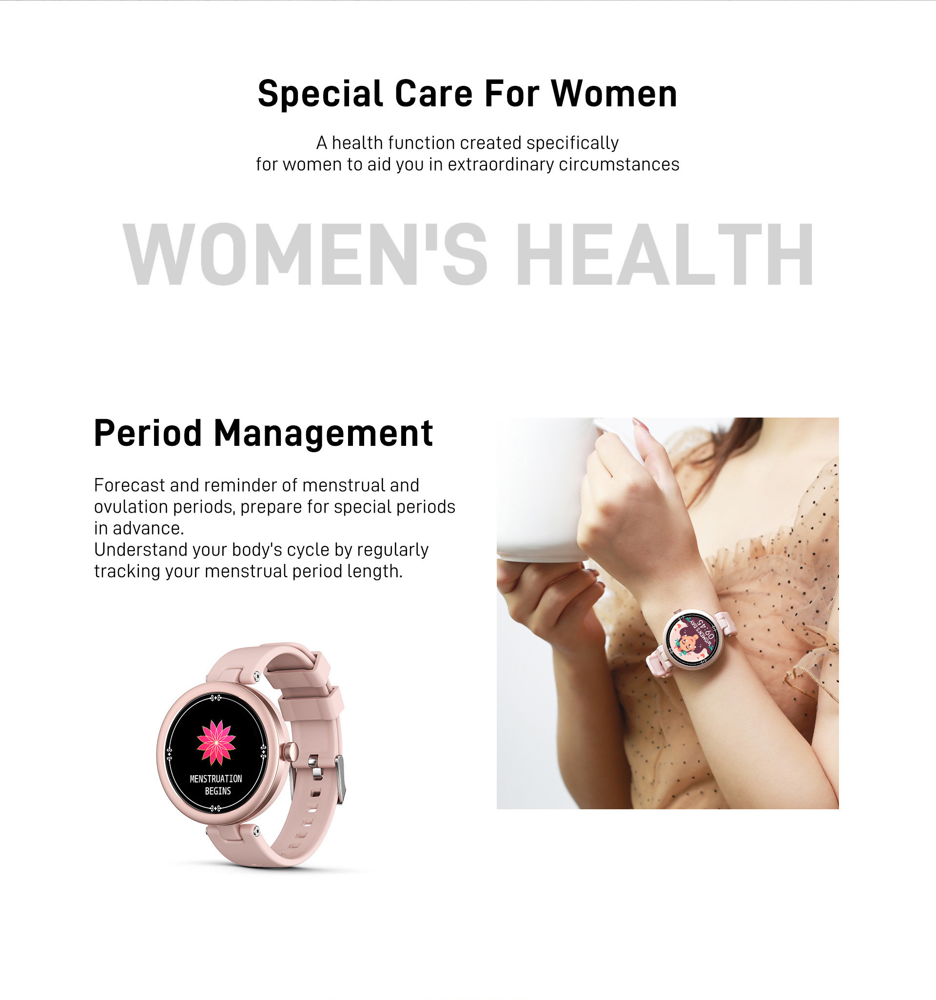 Accurate Step Counting Health Monitor Touch Screen Smartwatch Bluetooth LE 5.0
