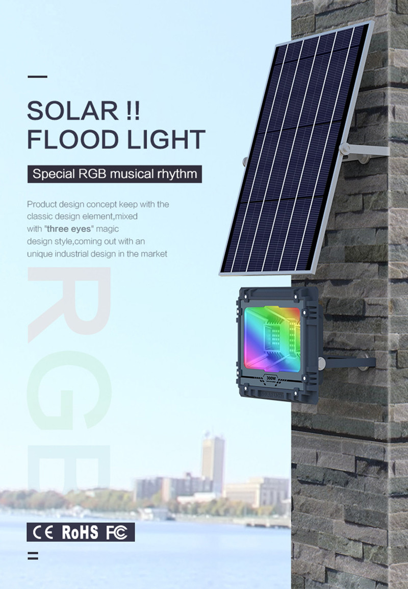 Smart APP Control RGB Color Changing Exterior Outdoor Floodlights Solar Power