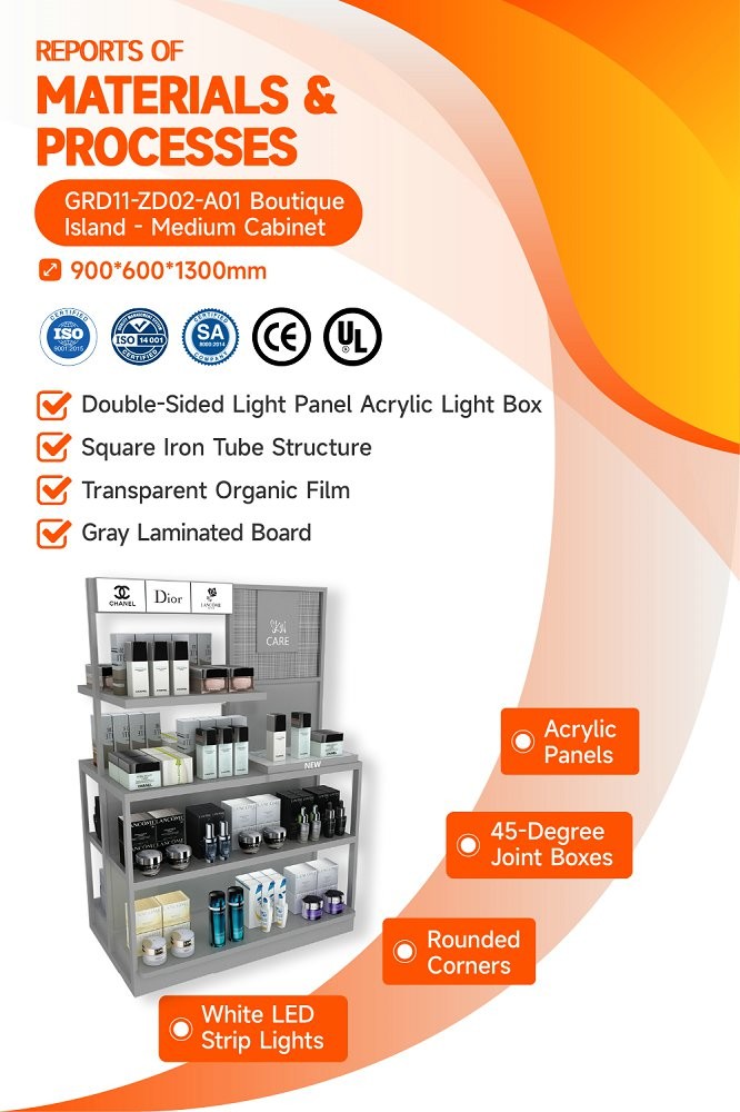 GDR11-ZD02-A01 Fashion Exhibition Display with LED Light Strips and Acrylic Panels for Retail Stores