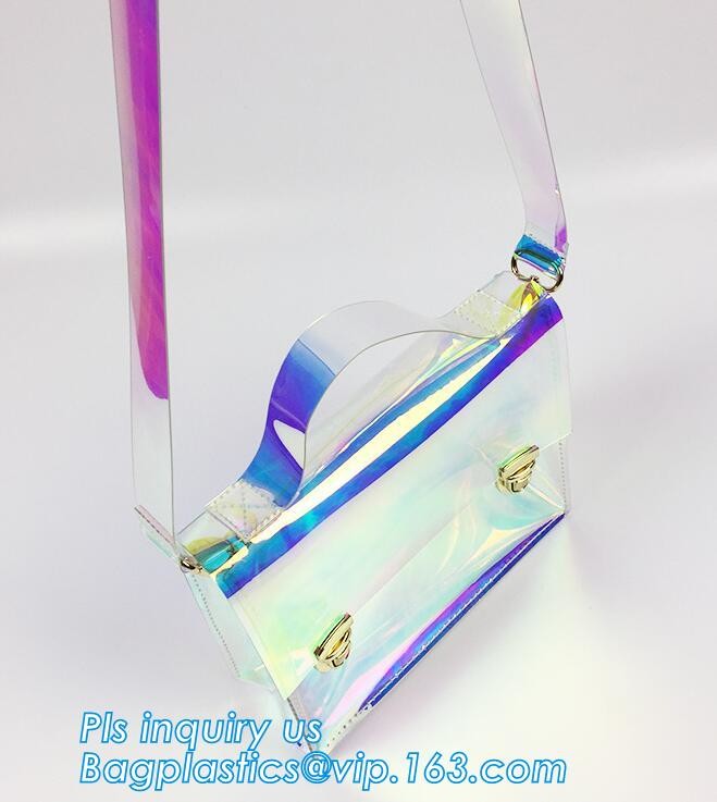 summer laser pvc shopping bag fashion transparent PVC tote handbag, Promotional cheap clear ladies fashion pvc plastic H
