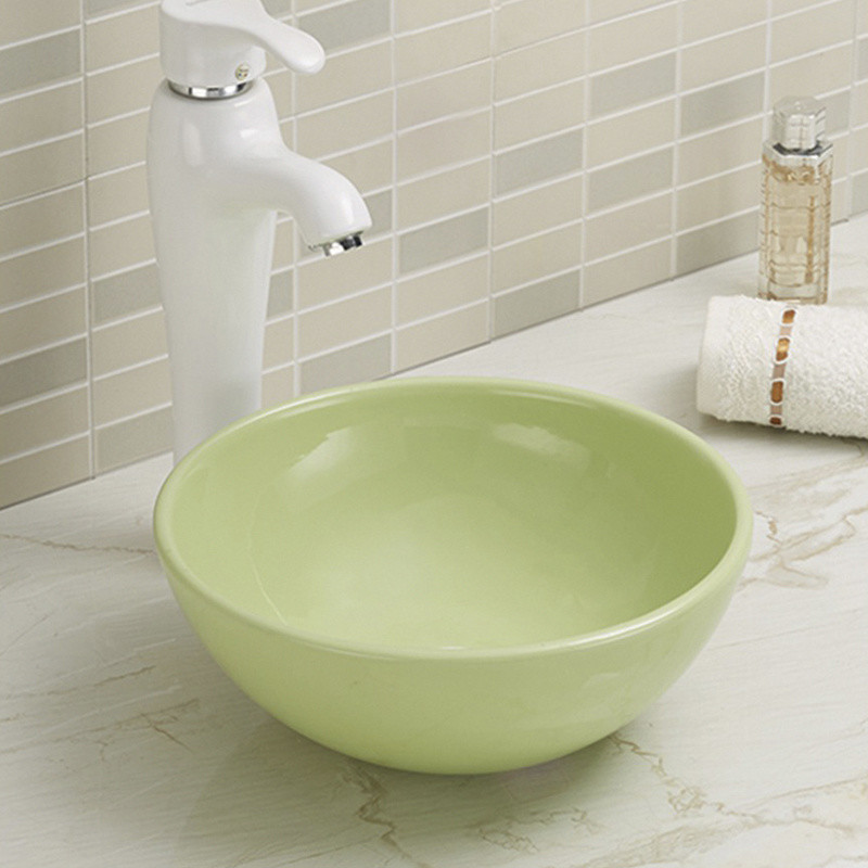 Non-Porous Counter Top Bathroom Sink Table High-Gloss Surface Wash Basin Round