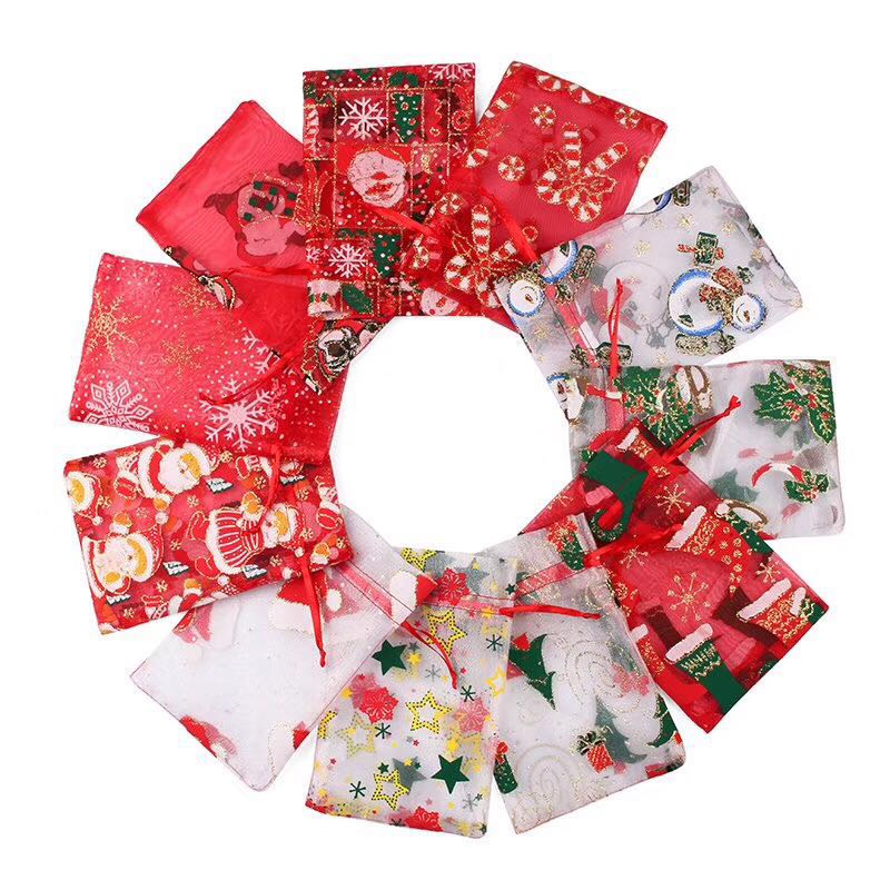 Christmas Burlap Jute Drawstring Bag Backpack Candy Pouch Bags OEM
