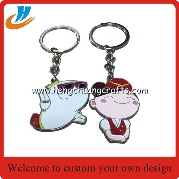 40-50mm Both side metal key chain/key ring with custom logo design/hard enamel process
