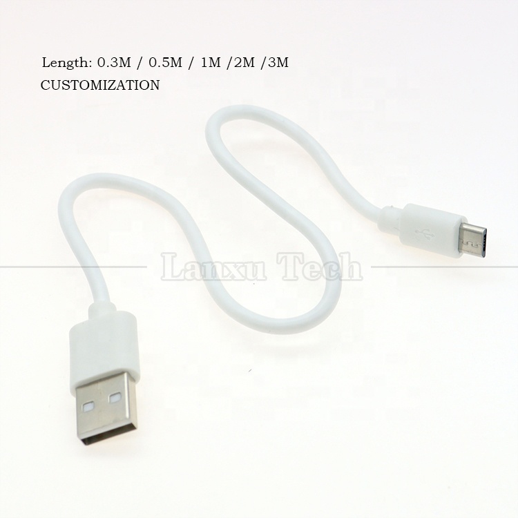 Short 30cm White Black Data V8 Micro USB Charger Cable for Android Phone