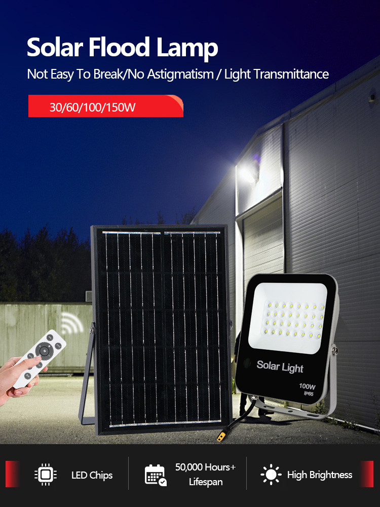 KCD 30w 50w 100w 200w 300w 600w Brightest Lens Slim Dusk To Dawn Outdoor IP65 Garden Solar Powered RGB LED Flood Light