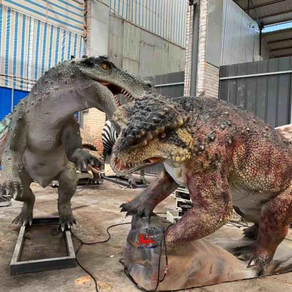 Theme Park Realistic Animatronic Dinosaur Gorgonops VS Scutosaurus With Movement