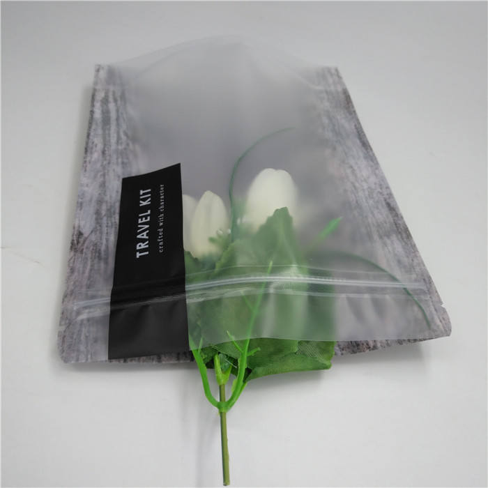 Zip Lock Bottom Gu Cosmetics Packaging Plastic Stand Up Mylar Pouch With Clear Front