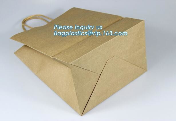 Flower carrier bag with different color customized pot plants kraft paper bag with handle,stamping logo fancy paper flow