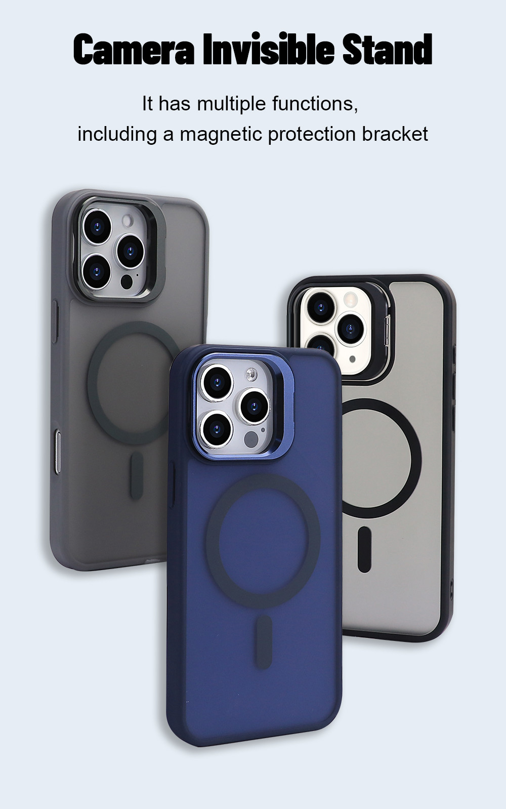 Military Grade Shockproof Magsafe Cell Phone Case with Metal Camera Stand