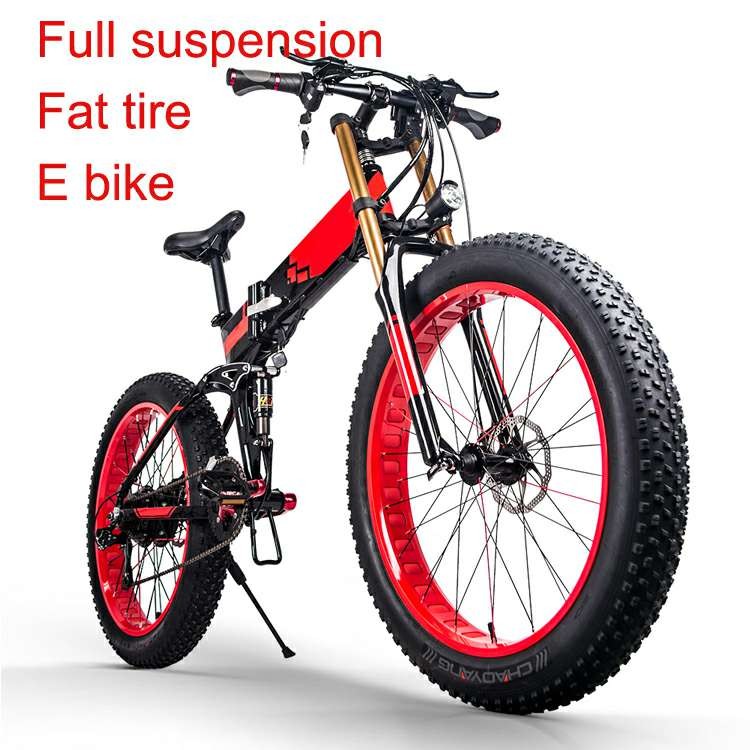 26 Inch Mountain Beach Electric Bicycle Ebike Fat Tire Rich Bit Fat E Bike Folding 350w 48v