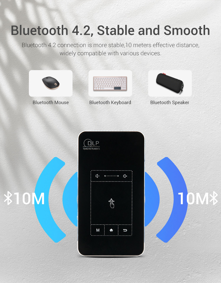 Mini Beamer 4K Portable Projector Video Smart DLP For Home Meeting Class Presentation