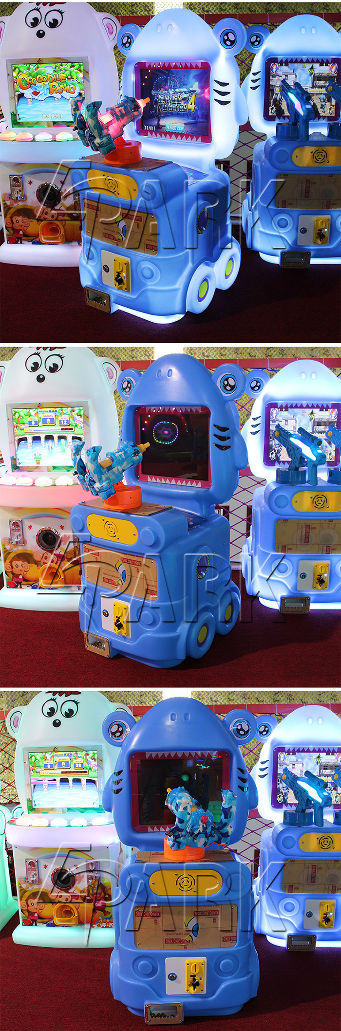 1 Player Amusement Game Machines , Kids LED Light Single Gun Shooting Game Machine