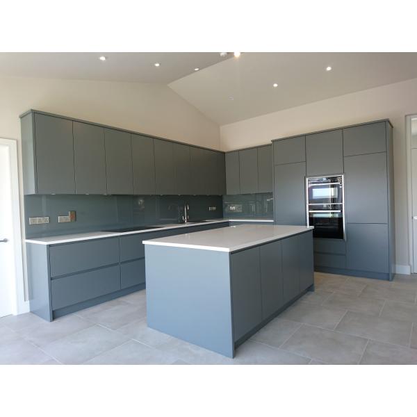 Modern Handless Lacquer Kitchen Cabinet Medium Ultra Matt Grey