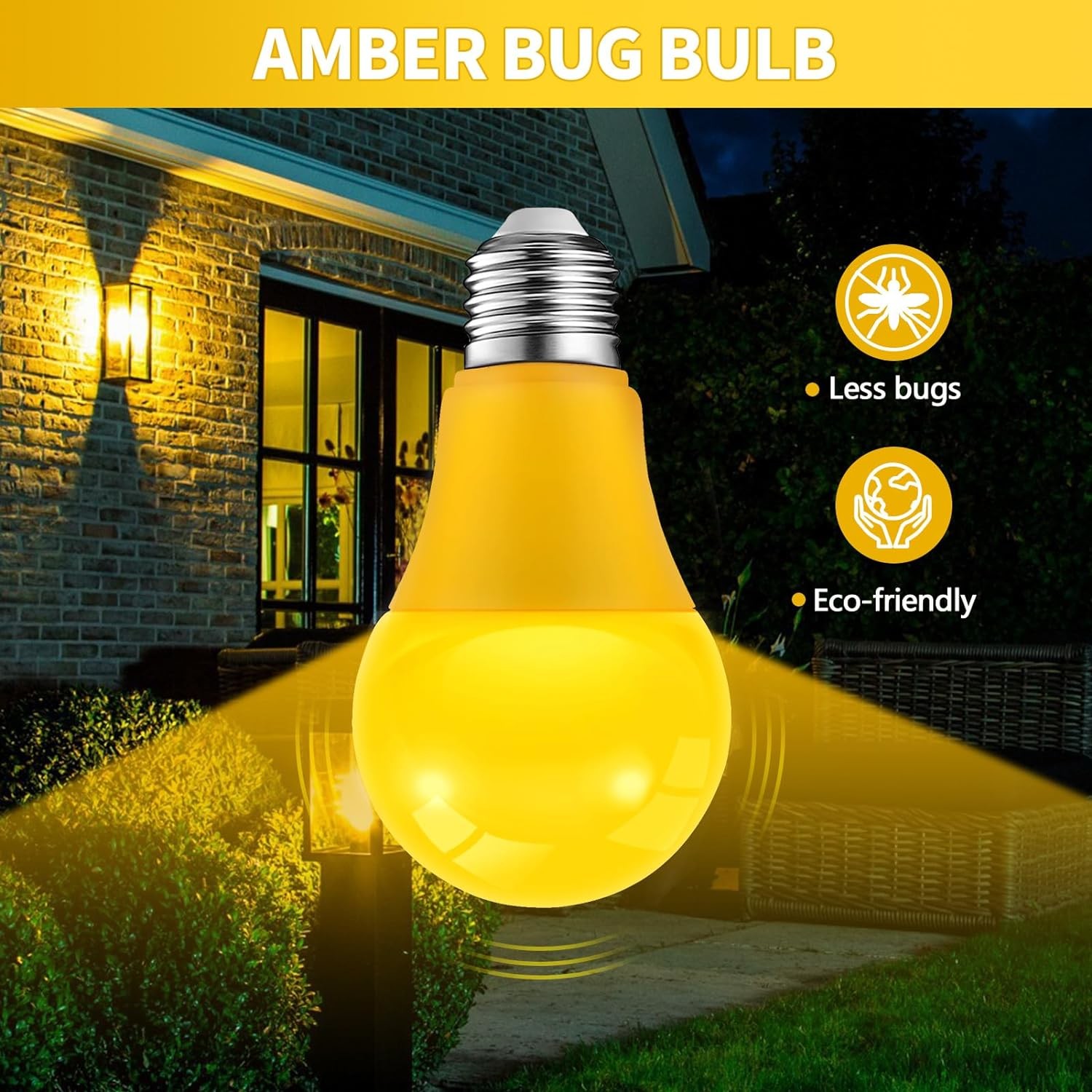 Dimmable Amber LED Bulbs For Enclosed Fixtures With Long Life Span - E26 Base