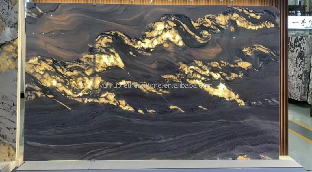 Polished Purple Marble Stone Big Slab Dining Table Top for Modern Bedroom Hall Design