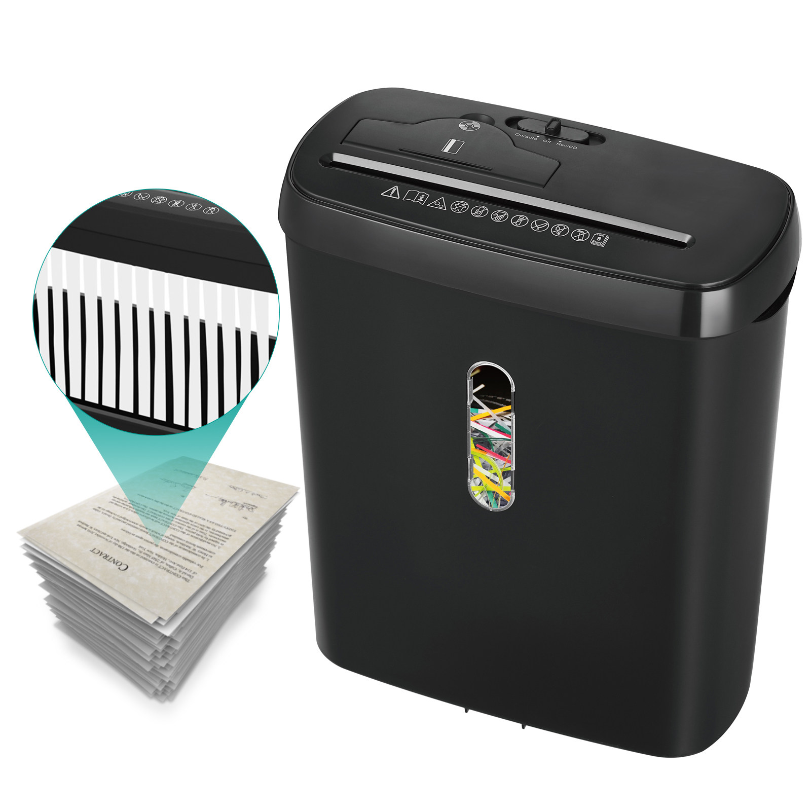 8 Sheets Strip Cut Commercial Paper Shredder With 11L Basket For Home Office SD108P