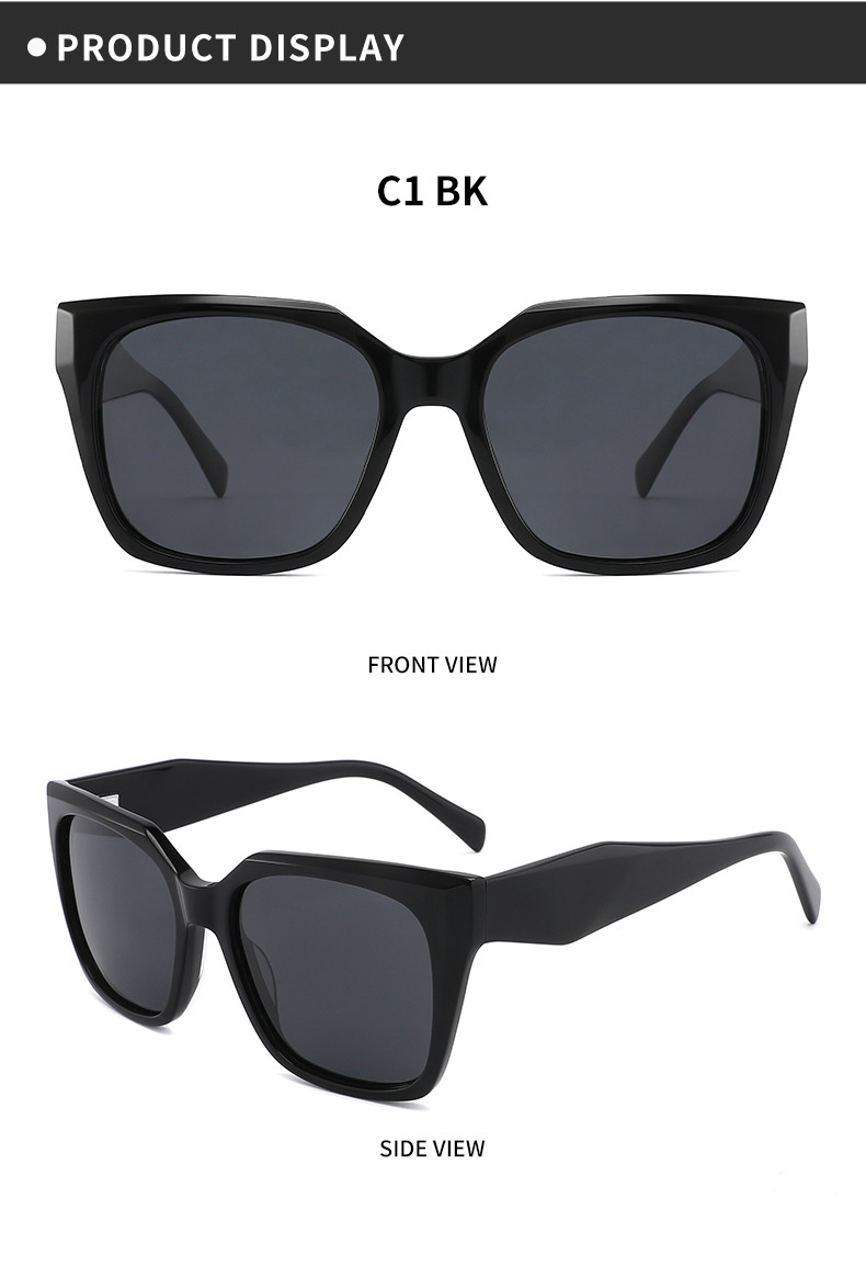 Ladies Square Acetate Sunglasses Retro UV400 Customize Logo