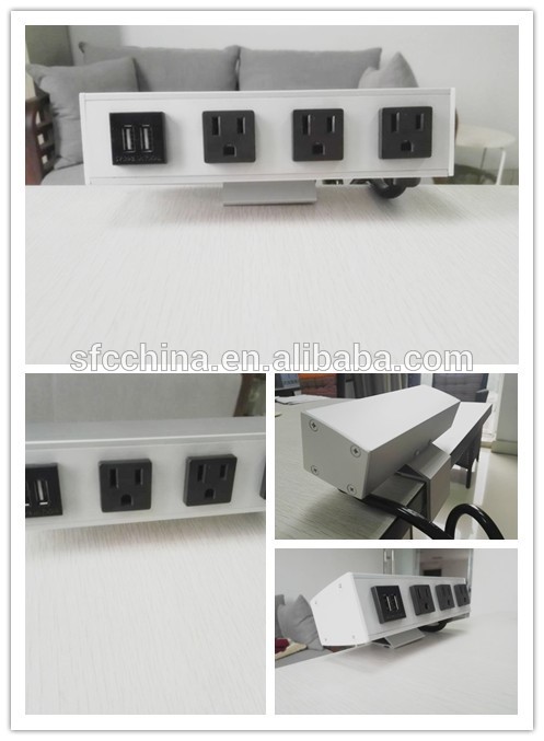Edge Mount Desktop Power Center 3 Outlets & 2 USB Ports smart charger