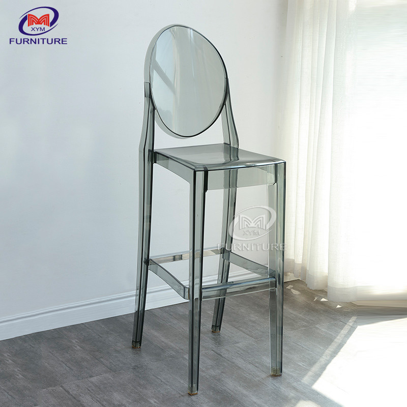  Party Ghost Smoke Grey Plastic Bar Stools Chair With Backs Manufactures