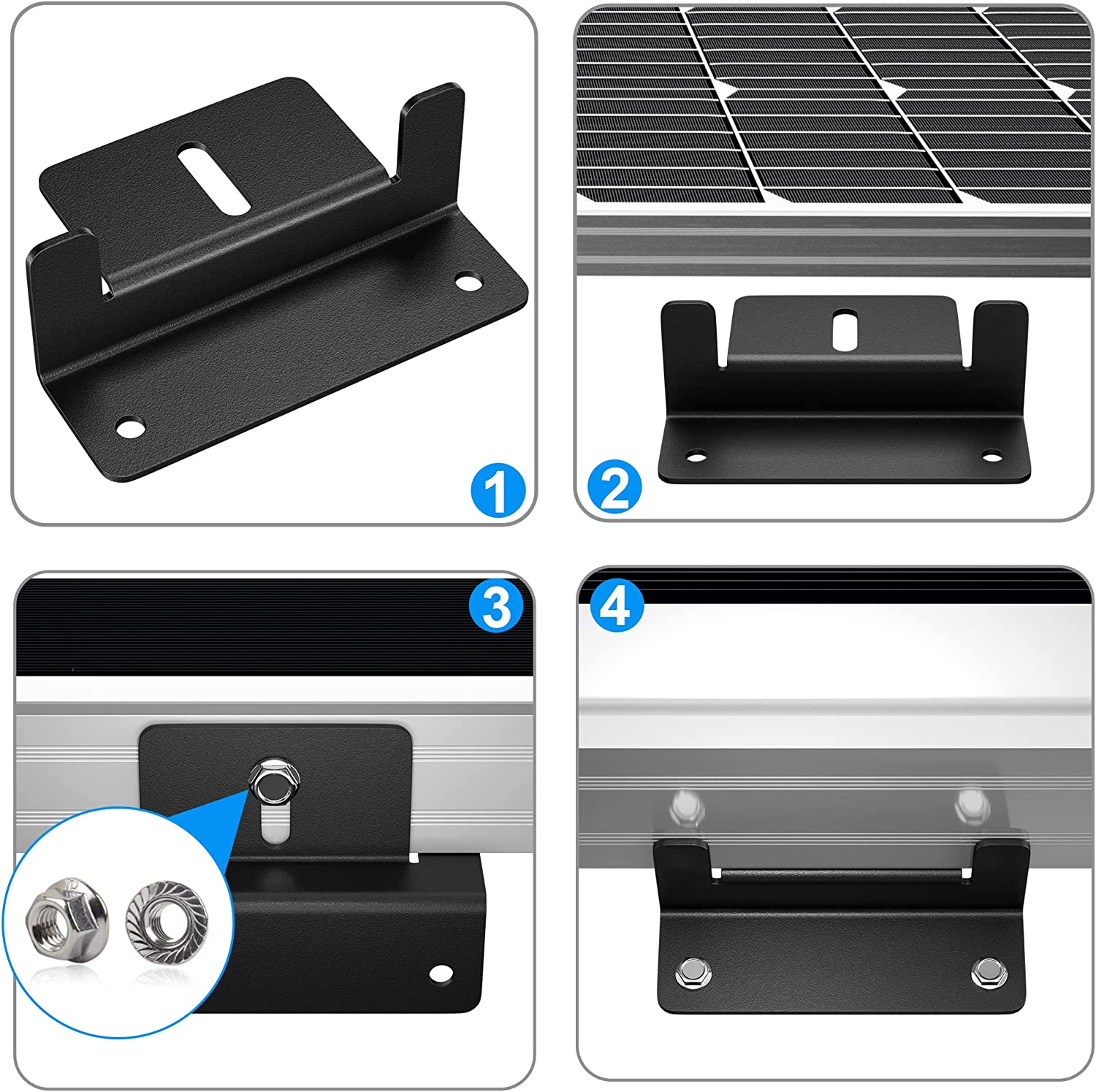 3.94*2.6 White Power Black Solar Panel Z Bracket Mount Lightweight Anodized Aluminum Mounting Brackets