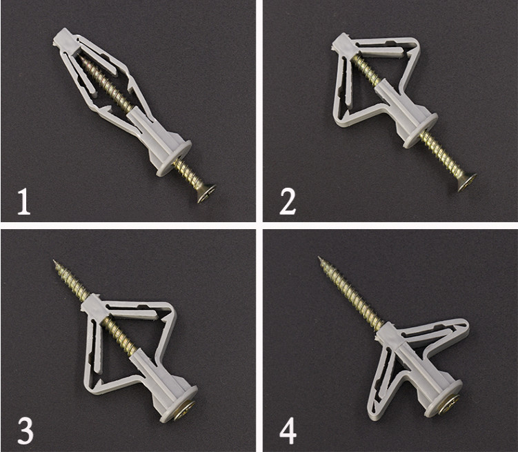 Elasticity Plastic Wall Anchors Butterfly Screws For Gypsum Plate Expansion Tube